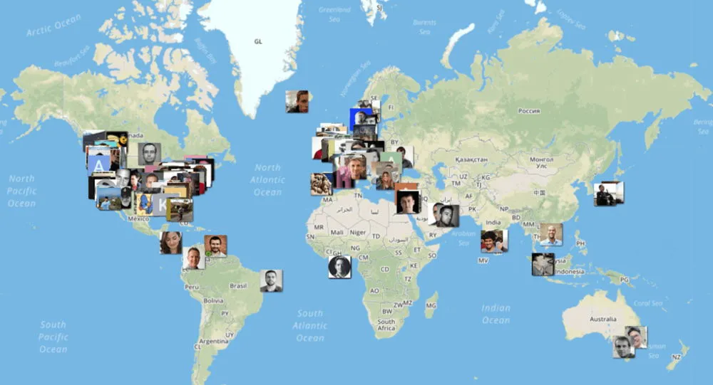 A historical community map showing MegaMaker members around the world